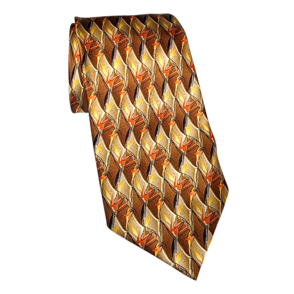 BOSSI Roma, Milano Men's Silk Tie Elegant Brown Patterned.  NEW